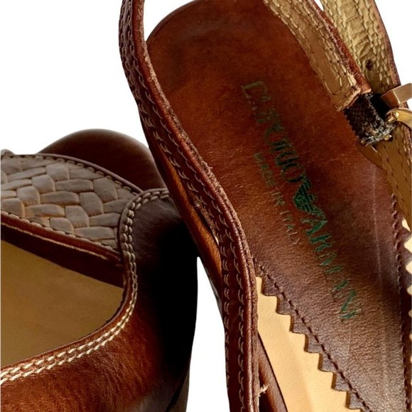 Emporio Armani Leather Platform Sandals | 37 | Brown - Picture 14 of 16